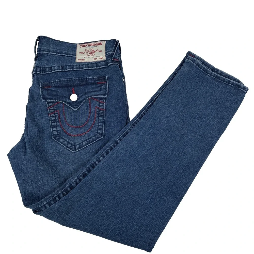 New Mens True Religion Geno Relaxed Slim Fit Big Flap Jeans Size 36x32 NWT